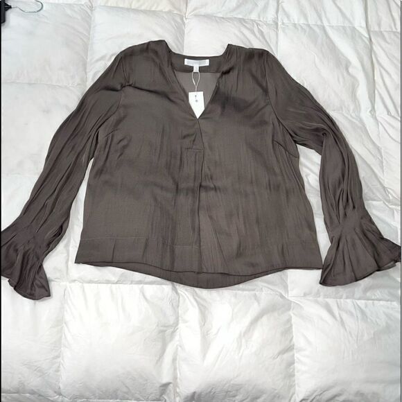 Adyson Parker V-neck Pleated Blouse with poet sleeves SzXL - Picture 12 of 13